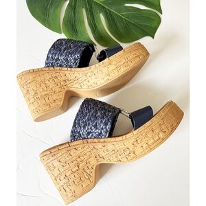 Toscanella cork wedge blue sandals 6.5
